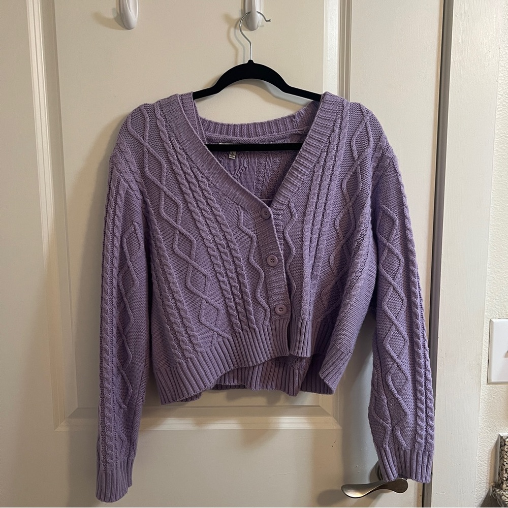 Lilac purple sweater set cardigan and tank